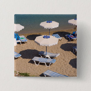 Beach Lounge Rhodes, Dodecanese Islands, Greece 15 Cm Square Badge