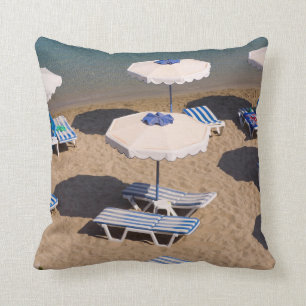 Beach Lounge Rhodes, Dodecanese Islands, Greece Cushion