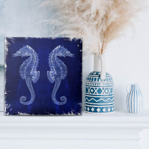 beach lover coastal ocean blue seahorses ceramic tile