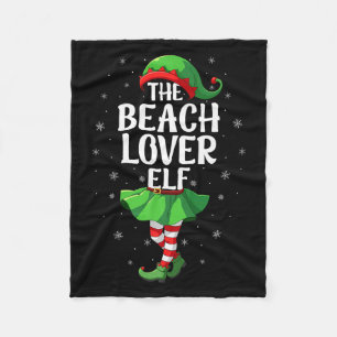 Beach Lover Elf Christmas Girls Women Elf Squad Xm Fleece Blanket