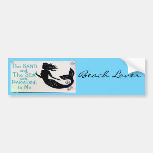beach lover mermaid bumper sticker