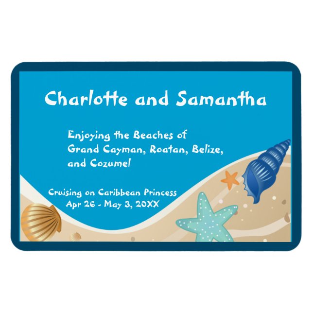 Beach Lovers Personalised Stateroom Door Marker Magnet (Horizontal)