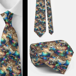 Beach Lovers Tie Holographic Ocean Waves Pattern