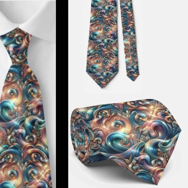 Beach Lovers Tie | Holographic Ocean Waves Pattern (Creator Uploaded)