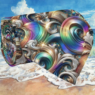 Beach Lovers Tie Holographic Ocean Waves Pattern