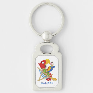 Beach Macaw custom name key chain