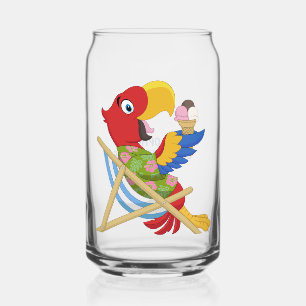 Beach Macaw custom text Can Glass