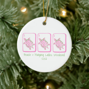 Beach & Mahjong Weekend Personalised Sea Turtle Ceramic Ornament