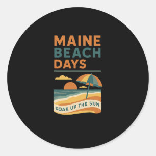 Beach Maine Days Shirt Ocean Sunset Relax Summer V Classic Round Sticker