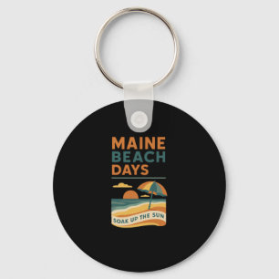 Beach Maine Days Shirt Ocean Sunset Relax Summer V Key Ring