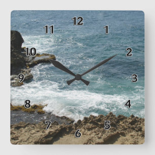 Beach Meets Ocean Square Wall Clock