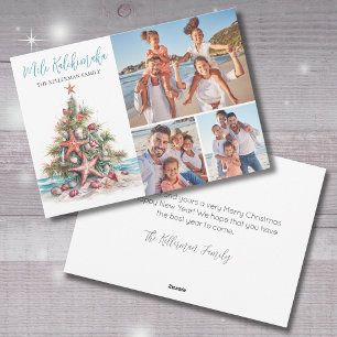 Beach Mele Kalikimaka Christmas Family Photo Holiday Card