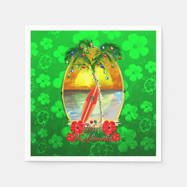 Beach Mele Kalikimaka Napkin (Front)