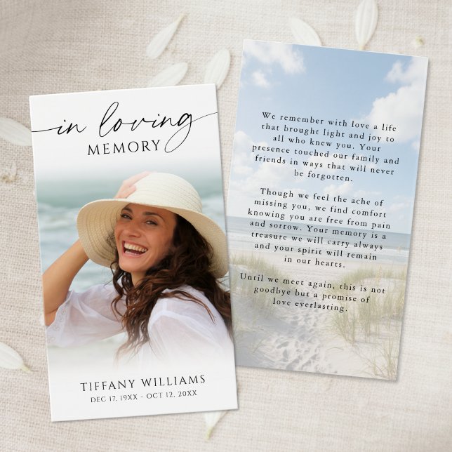 Beach Memorial In Loving Memory Photo Prayer Card (Creator Uploaded)