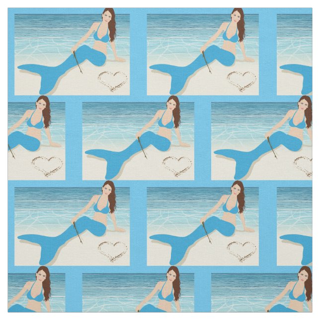Beach Mermaid Sitting Thunder_Cove Fabric (Swatch)