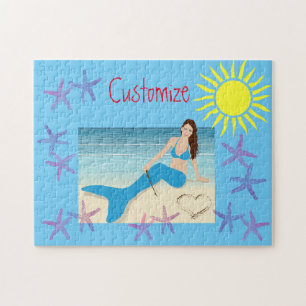 Beach Mermaid Sitting Thunder_Cove Jigsaw Puzzle