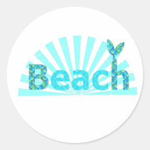 Beach, Mermaid Tail Classic Round Sticker