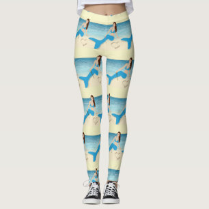 Beach Mermaid Valentine Thunder_Cove Leggings