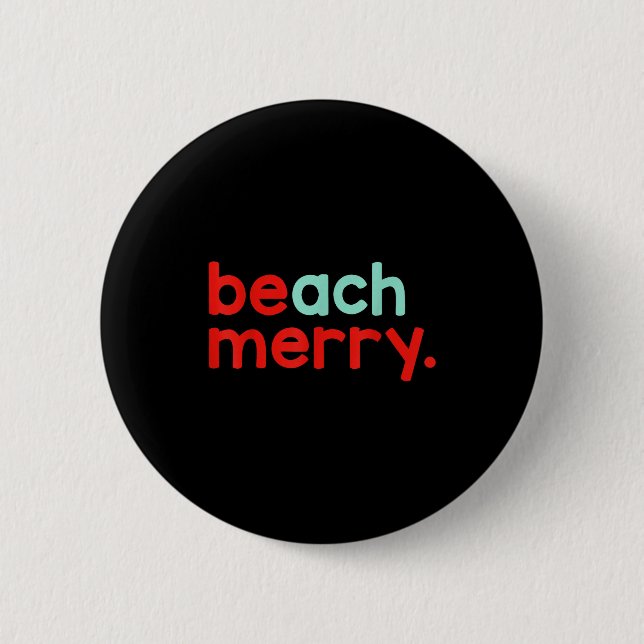 Beach Merry Christmas  6 Cm Round Badge (Front)