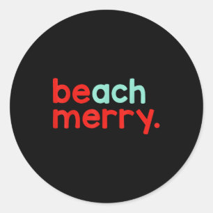 Beach Merry Christmas  Classic Round Sticker