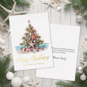 Beach Merry Christmas Foil Holiday Card