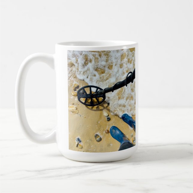 beach Metal Detecting  – Fun Gift Coffee Mug (Left)