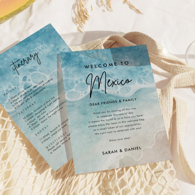 Beach Mexico Wedding Itinerary Welcome Letter Invitation (Creator Uploaded)