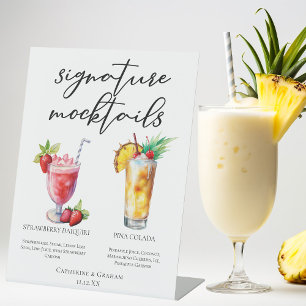 Beach Mocktails Strawberry Daiquiri Piña Colada Pedestal Sign