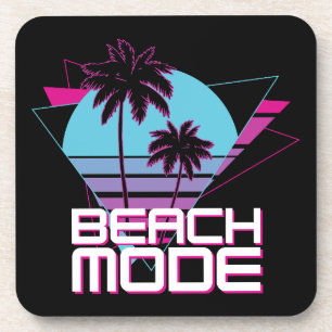 Beach Mode Retro Palm Trees Sunset Coaster
