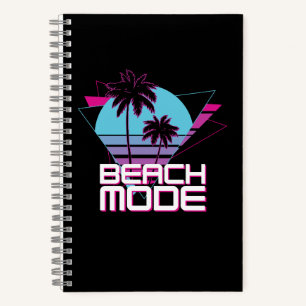 Beach Mode Retro Palm Trees Sunset Notebook