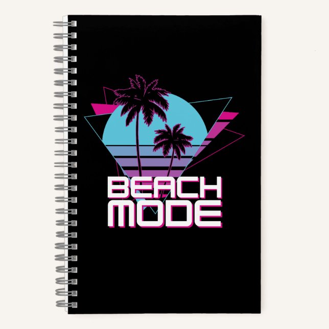 Beach Mode Retro Palm Trees Sunset Notebook (Front)