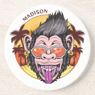 Beach Monkey custom name Coaster