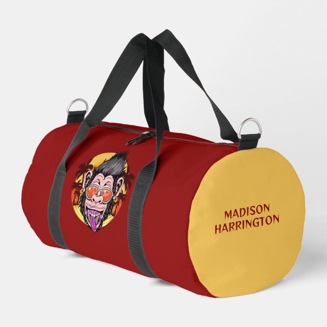 Beach Monkey custom name Duffle Bag (Left Corner)