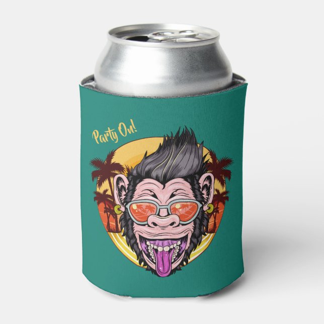Beach Monkey custom name & text Can Cooler (Can Front)