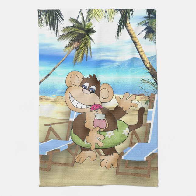Beach Monkey Kitchen Towel (Vertical)