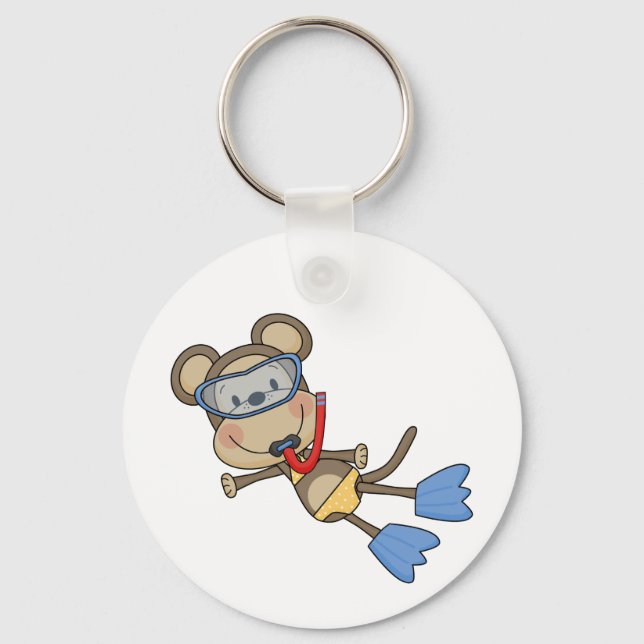 Beach Monkey Snorkelling Tshirts and Gifts Key Ring (Front)