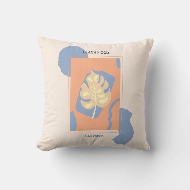 Beach Mood Abstract Tropical Leaf Cushion (Front)