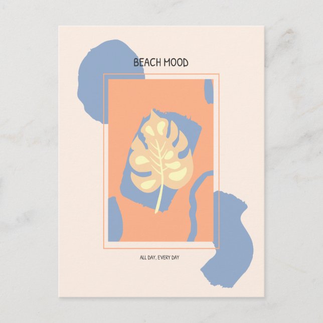 Beach Mood Abstract Tropical Leaf Postcard (Front)