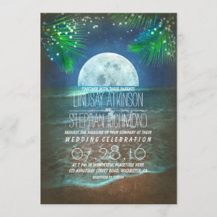 Beach Moonlight Wedding Lights Invitation