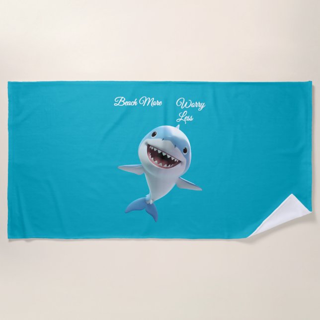 "Beach More, Worry Less" stress-free zone Beach Towel (Front)