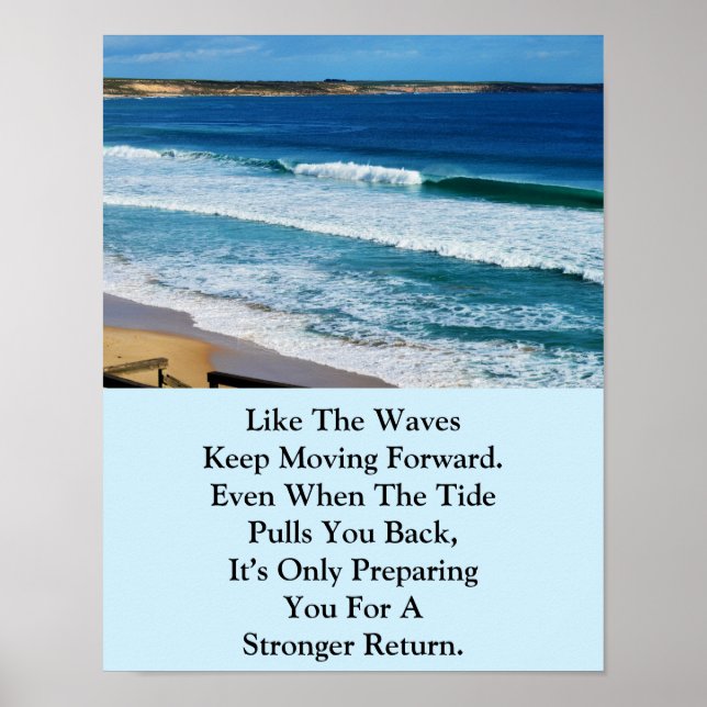 Beach Motivation Quote: Like The Waves Keep Moving Poster (Front)