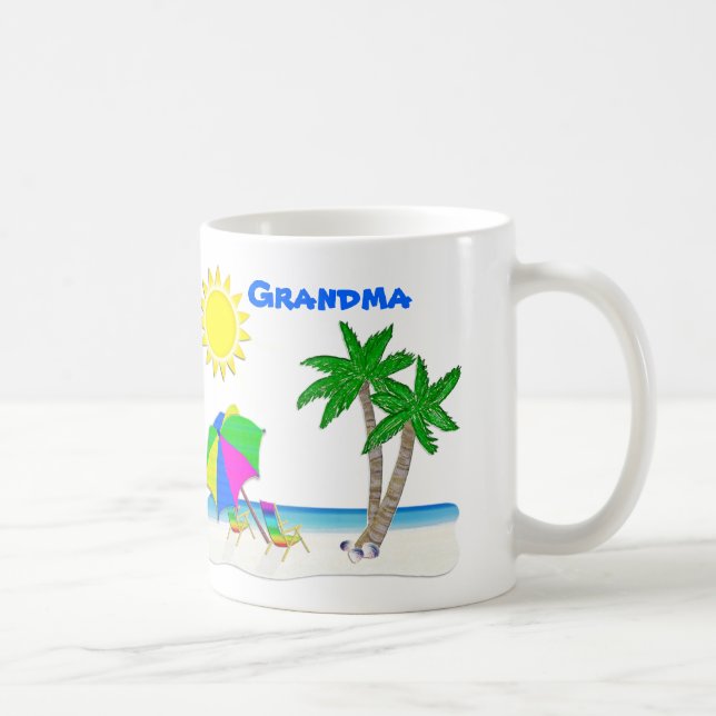 Beach Mugs, Personalised Grandma Mugs (Right)