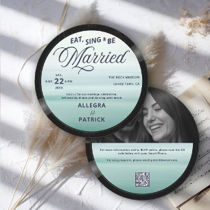 Beach Music Vintage Vinyl All One Photo QR Wedding Invitation