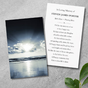 Beach Nature Sympathy Funeral Memorial Card