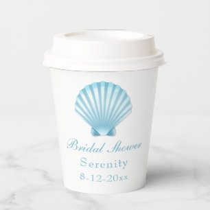 Beach Nautical Bridal Shower Shell Blue Turquoise Paper Cups