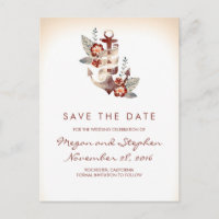 Beach - Nautical Floral Anchor Save the Date