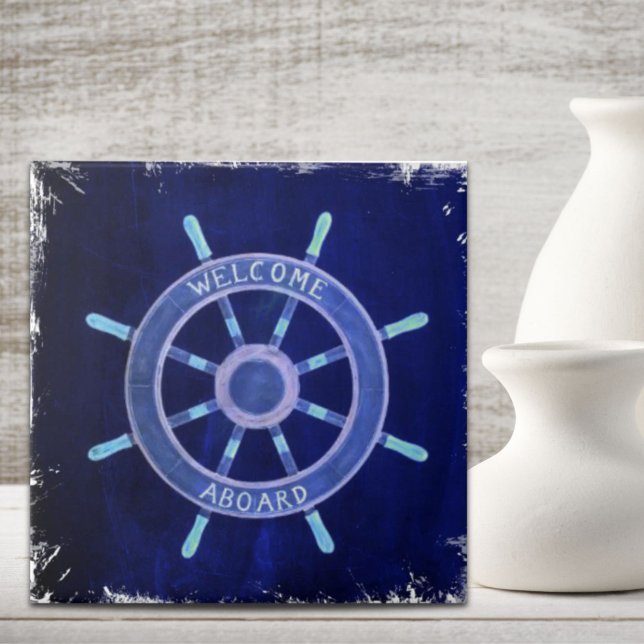 beach nautical navy sailor captain ship wheel ceramic tile (beach nautical navy sailor captain ship wheel ceramic tile)