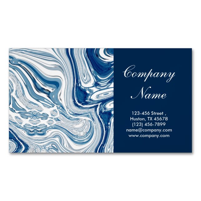 beach nautical ocean watercolor blue marble 	Magnetic business card (Front)