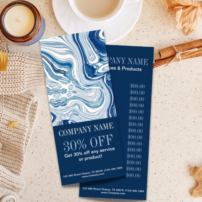 beach nautical ocean watercolor blue marble rack card (beach nautical ocean watercolor blue marble rack card)