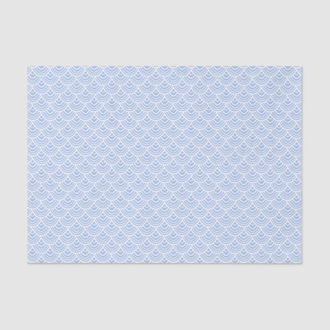 Beach Nautical Shell Pattern Light Blue and White Tissue Paper (Front)